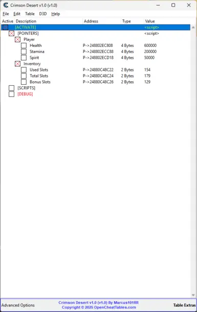 Crimson Desert Cheat Table - Crimson Desert Mod