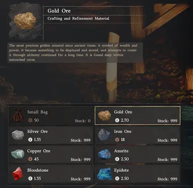 ALL Ore in butcher leather shop - Crimson Desert Mod